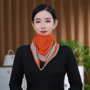 Winter knitted triangular scarf women thermal neck warmer fashion cozy shoulder wrap shawl