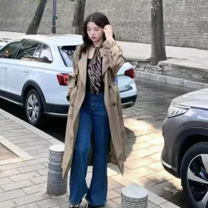 Trendy Y2K women's leopard print thin neck scarf fashion street style decorative silk necktie