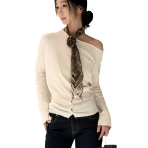 Y2K hot girl style leopard print rose ribbon scarf women thin retro neckerchief top