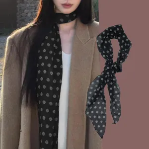 Women's Fashion French Style Printed Chiffon Scarf Elegant Long Lightweight Dot Leopard Print Neck Scarf Daily Accessories