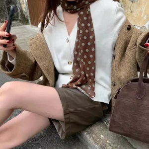 Spring new womens polka dot scarf fashion print versatile French style elegant accessory shawl