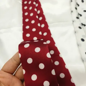 Red white polka dot silk ribbon scarf women hair band bag ribbon versatile neckerchief