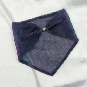 Iridescent mesh triangle scarf with rhinestone magnetic buckle for women neck cover