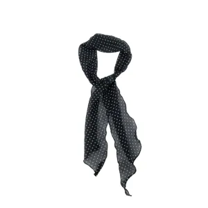 Schwarze Chiffon Schal Detail, elegante lange gepunktete halsdoek Schleife für Damen.