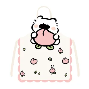 Cute peach puppy cartoon shaped fabric kitchen cooking apron adult home anti-fouling coverall