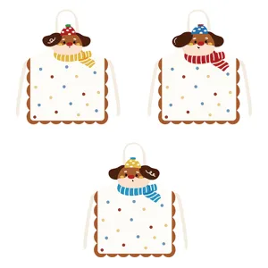 Cute Cartoon Puppy Print Kitchen Apron Adult Kids Waterproof Anti-Fouling Chef Bib Apron Family Cooking Apron