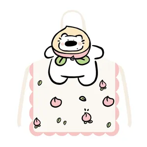 Cute peach dog cartoon cotton apron kitchen cooking housework bib anti-fouling apron