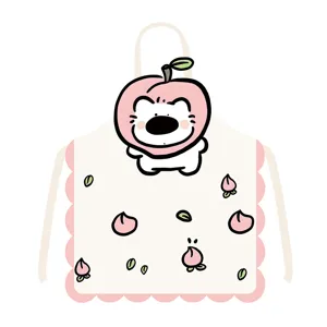 Cute peach puppy cartoon art fabric cooking apron for kitchen home anti-fouling style