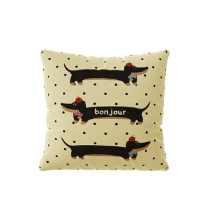 Housse de coussin teckel mignonne style crème taie d'oreiller canapé déco esthétique