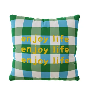 Korean style checkered square throw pillow sofa decorative cushion cover soft and comfortable