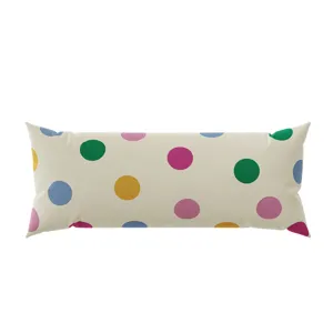 Funda de cojín largo de lunares, diseño de estampado de puntos coloridos para sofá o cama.