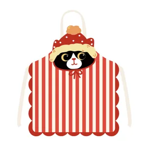 Tablier rayé avec motif de chat mignon de Noël pour la cuisine, la cuisson et les tâches.