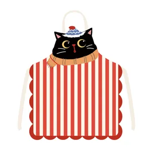 Mignon Chat De Noël Tablier Rayé Rouge Blanc Sans Manches Cuisine Cuisson Nettoyage Tablier