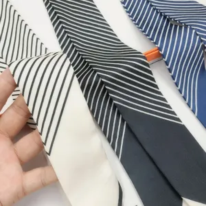 Women's vintage striped skinny silk scarf fashion long necktie hair band bag accessory