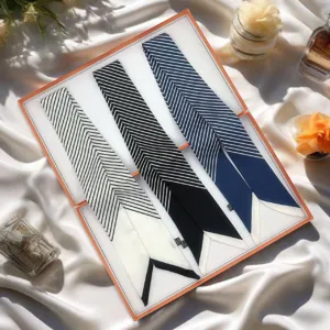 French Retro Striped Satin Scarf Women Elegant Chic Long Twilly Neck Scarf Hair Band Fashion Bag Ribbon Accessories