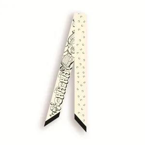 Chic long et etroit foulard twilly en soie pour sacs a main de femmes ruban de cheveux design.