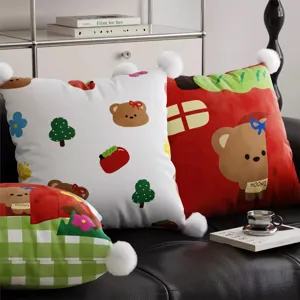 Korean cartoon dopamine throw pillow cover plush cushion for living room sofa bedroom decor