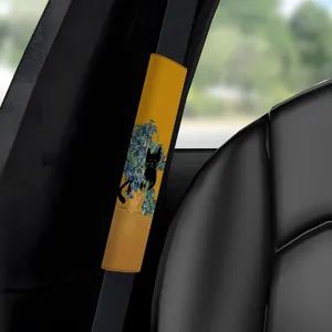 Dekoratives Auto Sicherheitsgurt Schulterpolster mit schwarzer Katze Ölgemälde Design