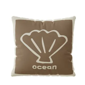 Beach shell style throw pillow case, soft cotton fabric cushion cover for living room sofa.