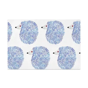 Stoffen placemat met blauw egeltjespatroon, hittebestendige onderzetter voor potten en gerechten.