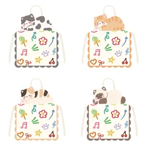 Süße Cartoon Katze Druck Polyester Schürze Kinder Und Erwachsene Küche Kochen Reinigung Schmutzabweisende Arbeitskleidung Chefschürze