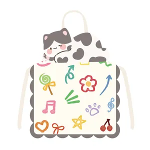 Süße Cartoon Katze geformte Schürze mit Doodle Drucken, ideal für Küche Kochen und Hausreinigung.