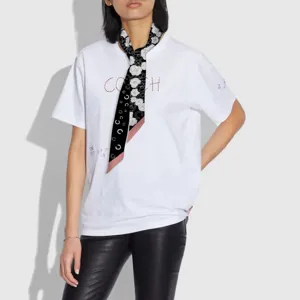 Foulard skinny noir et blanc pour femmes, écharpe élégante ou ruban de sac chic.