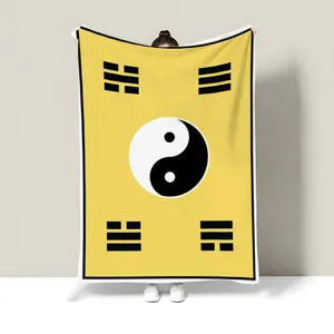 Creative flannel blanket with Yin-Yang symbol, ultra-thick warm fleece throw for cozy home use.