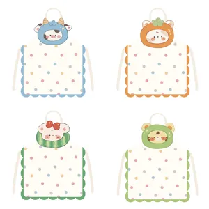 Cute Cartoon Animal And Fruit Print Sleeveless Apron Kitchen Cooking Waterproof Bib For Home Cleaning Adults And Kids