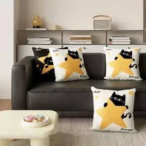 Cuscino gatto nero dei cartoni animati quadrato federa rimovibile divano camera da letto soggiorno