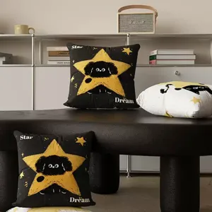 Cuscino quadrato stampato gatto nero cartoon con fodera rimovibile per divano e letto