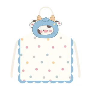 Cute cartoon cow apron adult anti-fouling sleeveless kitchen cooking fabric apron for home