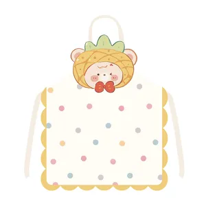 Cute fruit animal shaped apron detail, adult sleeveless cooking apron with polka dots design.