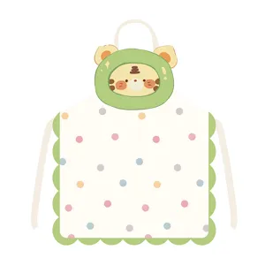 Cute cartoon animal apron kitchen cooking waterproof bib breathable cotton blend fabric style