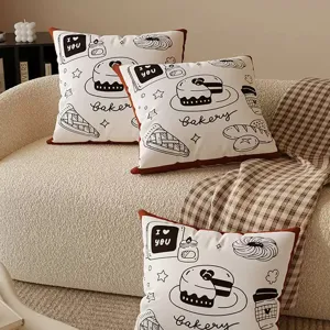 Retro Bäckerei Stil Brot und Kaffee Muster Plüsch Kissenbezug und Kissen Für Wohnzimmer Schlafzimmer Sofa