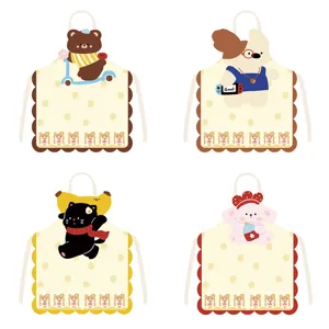 Süßes Cartoon Bananen Bär Schürze Polyester Küche Kochen Lätzchen Für Erwachsene Kinder Haushalt Reinigung Arbeitskleidung