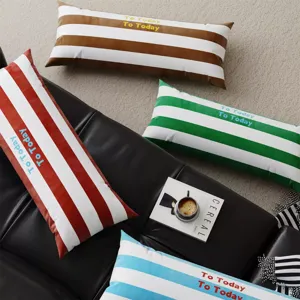 Modern minimalist striped long pillow cushion for living room sofa and bedroom backrest.