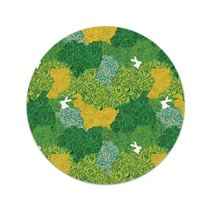 Rond stoffen placemat met schattig konijnen- en graspatroon, hittebestendige eettafelmat.