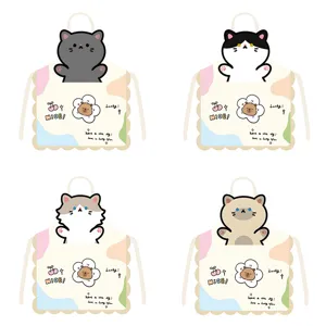 Grembiule Senza Maniche Stampa Testa di Gatto Carino Impermeabile Antimacchia Cucina Pittura Bavaglino Per Adulti Bambini