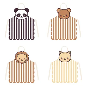 Cartoon Animal Print Kitchen Apron Polyester Anti Fouling Cooking Bib Apron For Adult And Kids Household Workwear