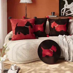 Federa Cuscino Decorativo in Peluche con Motivo Cane Deliziosi Pompon Custodia per Divano Soggiorno Decorazioni Casa