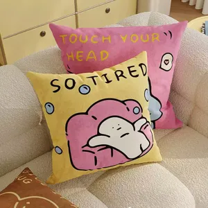 Fodera per Cuscino in Peluche con Cartone Animato Stile Ins Stampa di Lettere per Soggiorno Camera da Letto Divano Decorazioni