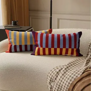 Vintage Bauhaus Striped Throw Pillow Cover Soft Plush Decorative Cushion Retro Letter Print Sofa Living Room Home Decor