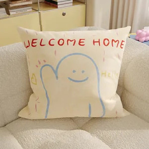 Morbida federa per cuscino con stampa fantasma, cuscino cartoon accogliente per divano letto.