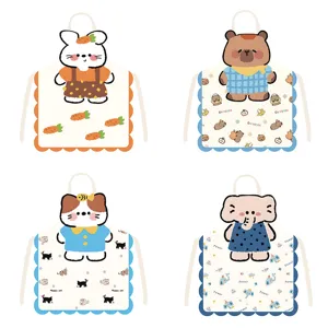 Cute Cartoon Animal Printed Kitchen Apron Waterproof Anti-Fouling Bib Apron For Adults And Kids Baking Cooking Home Use