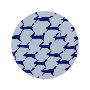 Set de table rond en tissu style nordique avec motif de lapin bleu tapis d'isolation thermique