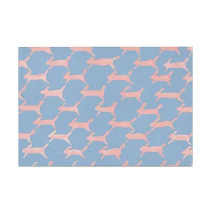 Set de table en tissu style nordique motif lapin rose et bleu pour isolation thermique.