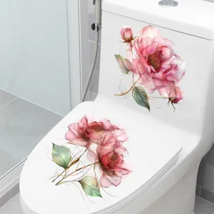 Waterproof floral toilet sticker self-adhesive decal for bathroom home decor detail view.