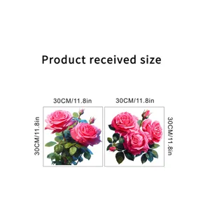 Pink rose wall sticker waterproof self adhesive decorative sticker 30x30cm flower decals