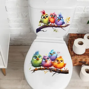 Waterproof cartoon birds toilet sticker self-adhesive bathroom decor removable decal
